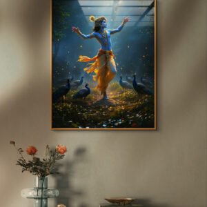 Shri Krishna dancing with peacock