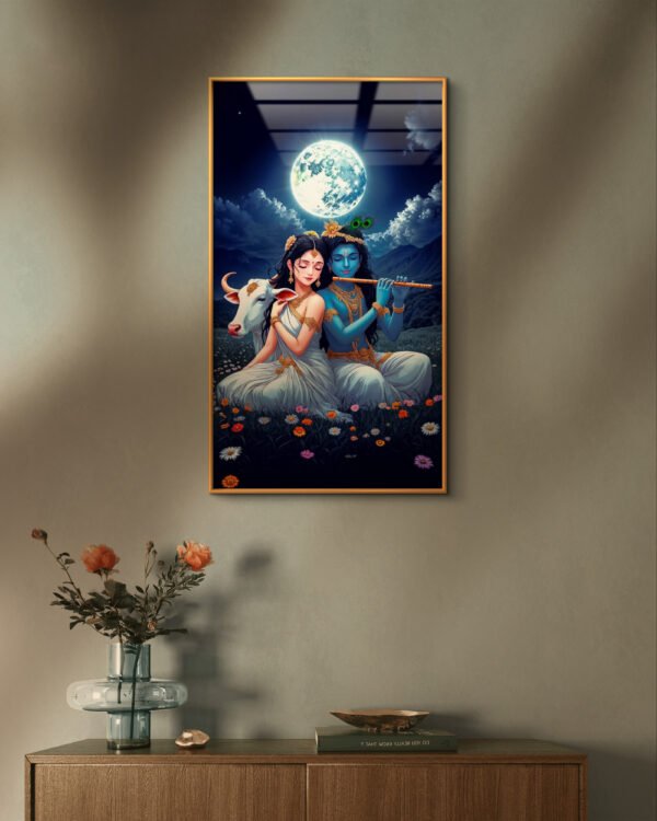 Radha Krishna sitting in the moon