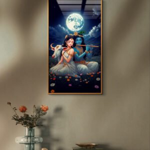 Radha Krishna sitting in the moon