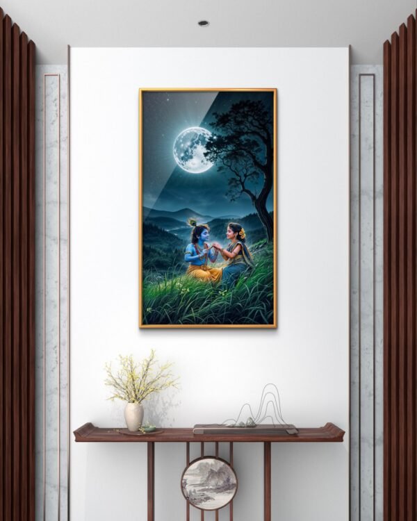 Radha Krishna sitting in the moon